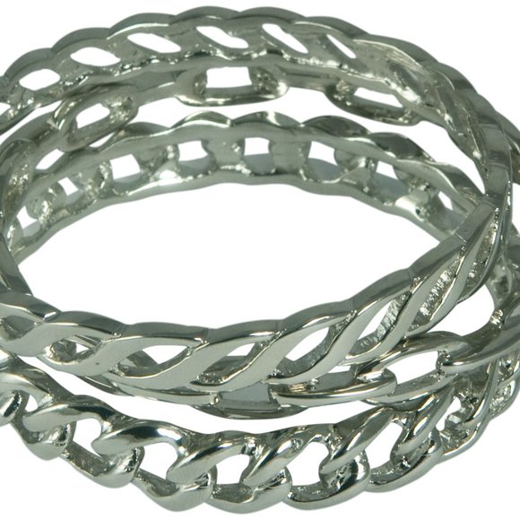 2pcs-KENNETH JAY LANE, SILVER CHAIN BANGLE BRACELETS - Picture 1 of 4